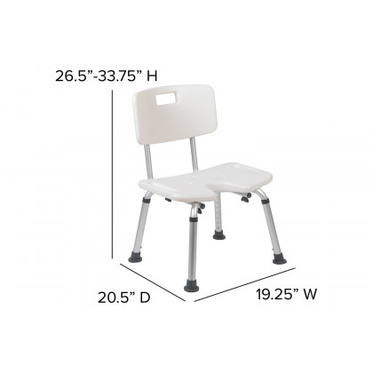BLNK HERCULES Series Medical Adjustable Bath and Shower Chair with U-Shaped Cutout - White