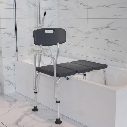 BLNK - HERCULES Series Adjustable Bath and Shower Transfer Bench with Back and Side Arm