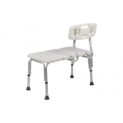 BLNK HERCULES Series Adjustable Bath and Shower Transfer Bench with Back and Side Arm - White