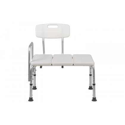 BLNK HERCULES Series Adjustable Bath and Shower Transfer Bench with Back and Side Arm - White