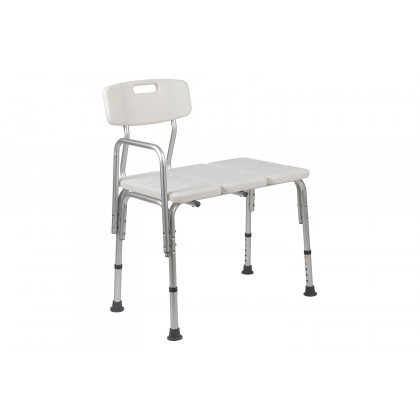 BLNK HERCULES Series Adjustable Bath and Shower Transfer Bench with Back and Side Arm - White