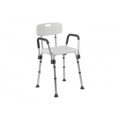 BLNK HERCULES Series Medical Adjustable Bath and Shower Chair with Quick Release Back and Arms - White