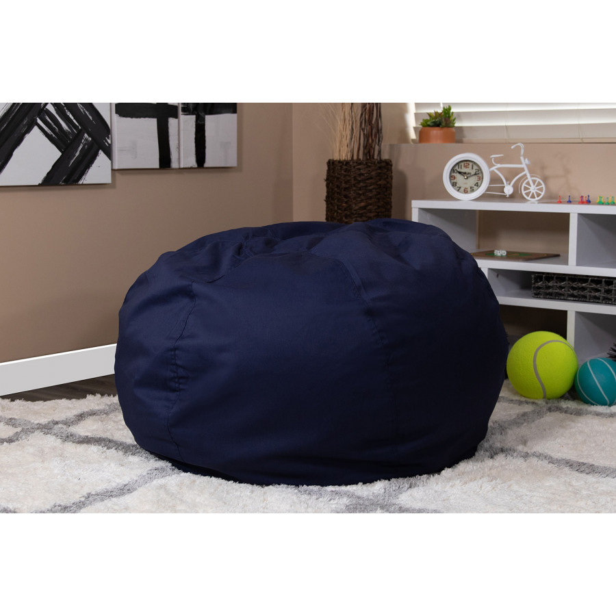 BLNK Duncan Oversized Refillable Bean Bag Chair for All Ages - Solid Navy Blue