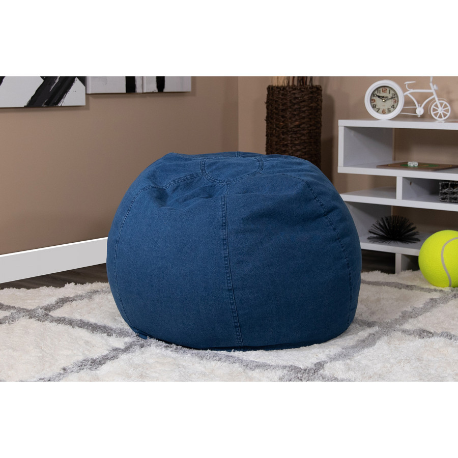 BLNK Dillon Small Refillable Bean Bag Chair for Kids and Teens - Denim