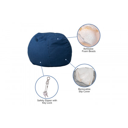 BLNK Dillon Small Refillable Bean Bag Chair for Kids and Teens - Denim