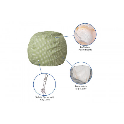 BLNK Dillon Small Refillable Bean Bag Chair for Kids and Teens - Green Dot