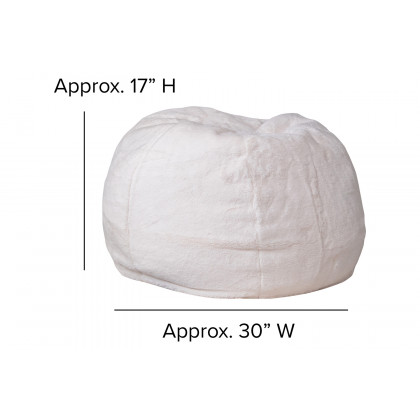 BLNK Dillon Small Refillable Bean Bag Chair for Kids and Teens - White Furry