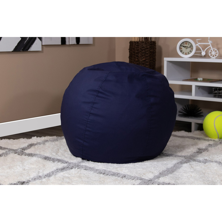 BLNK Dillon Small Refillable Bean Bag Chair for Kids and Teens - Solid Navy Blue