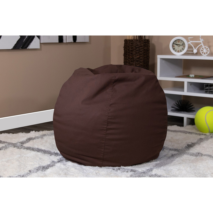 BLNK Dillon Small Refillable Bean Bag Chair for Kids and Teens - Solid Brown