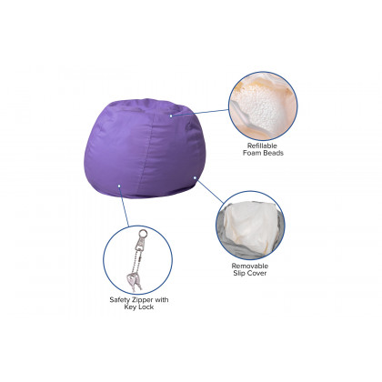 BLNK Dillon Small Refillable Bean Bag Chair for Kids and Teens - Solid Purple