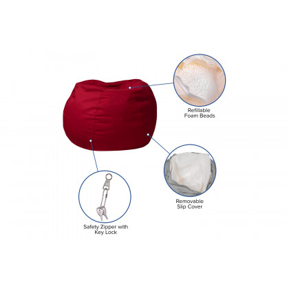 BLNK Dillon Small Refillable Bean Bag Chair for Kids and Teens - Solid Red