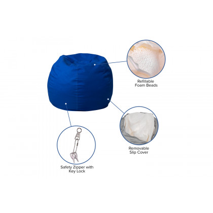 BLNK Dillon Small Refillable Bean Bag Chair for Kids and Teens - Solid Royal Blue