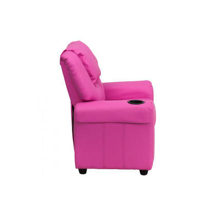 BLNK Vana Vinyl Contemporary Kids Recliner with Cup Holder and Headrest - Hot Pink