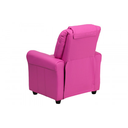 BLNK Vana Vinyl Contemporary Kids Recliner with Cup Holder and Headrest - Hot Pink