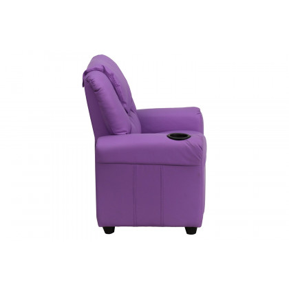 BLNK Vana Vinyl Contemporary Kids Recliner with Cup Holder and Headrest - Lavender
