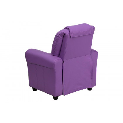BLNK Vana Vinyl Contemporary Kids Recliner with Cup Holder and Headrest - Lavender