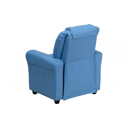 BLNK Vana Vinyl Contemporary Kids Recliner with Cup Holder and Headrest - Light Blue