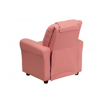BLNK Vana Vinyl Contemporary Kids Recliner with Cup Holder and Headrest - Pink
