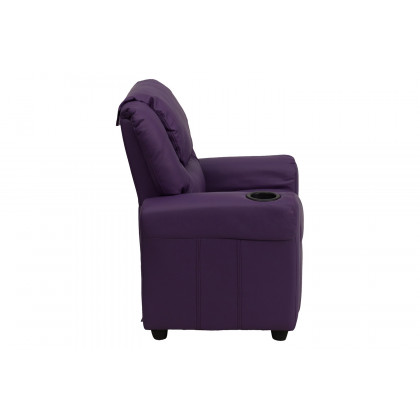 BLNK Vana Vinyl Contemporary Kids Recliner with Cup Holder and Headrest - Purple