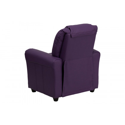 BLNK Vana Vinyl Contemporary Kids Recliner with Cup Holder and Headrest - Purple