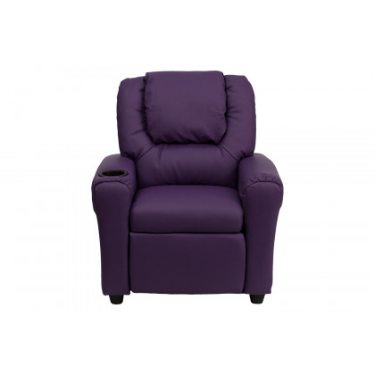 BLNK Vana Vinyl Contemporary Kids Recliner with Cup Holder and Headrest - Purple