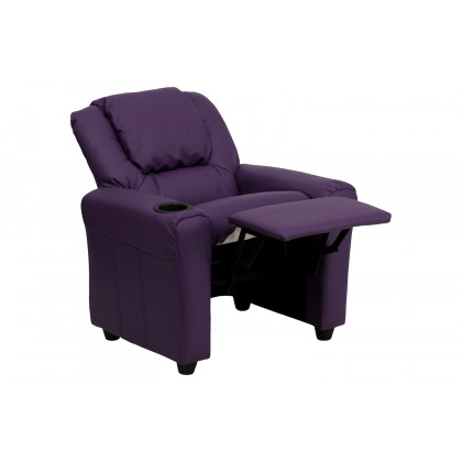 BLNK Vana Vinyl Contemporary Kids Recliner with Cup Holder and Headrest - Purple