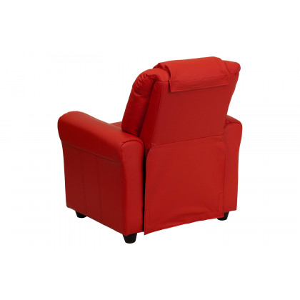 BLNK Vana Vinyl Contemporary Kids Recliner with Cup Holder and Headrest - Red