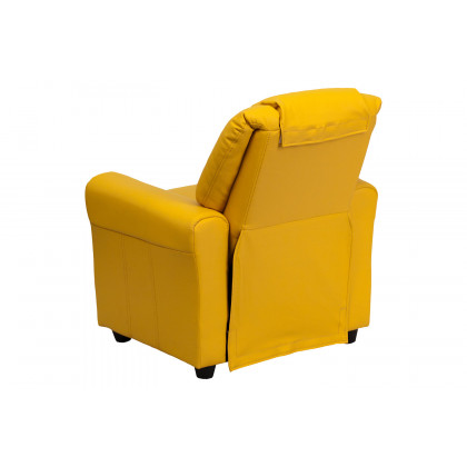 BLNK Vana Vinyl Contemporary Kids Recliner with Cup Holder and Headrest - Yellow
