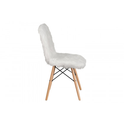BLNK Calvin Shaggy Dog Accent Chair - White