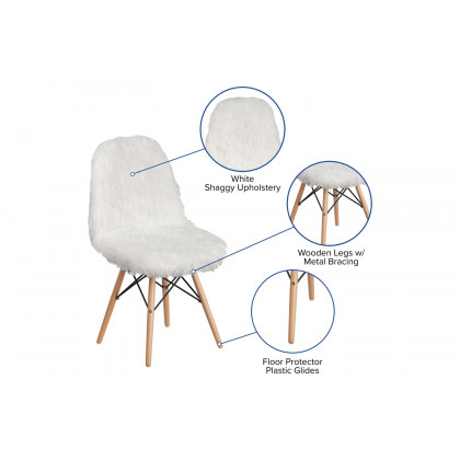 BLNK Calvin Shaggy Dog Accent Chair - White