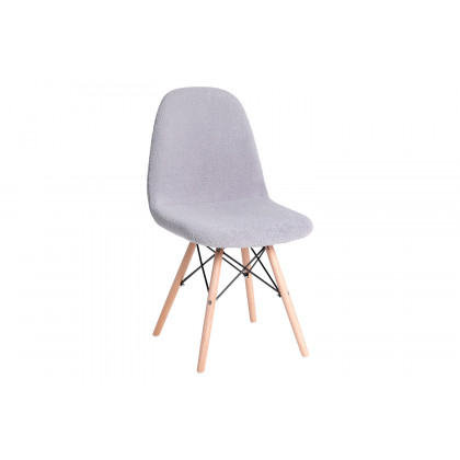 BLNK - Zula Shearling Faux Shearling Padded Armless Accent Chair with Beechwood Legs in Gray