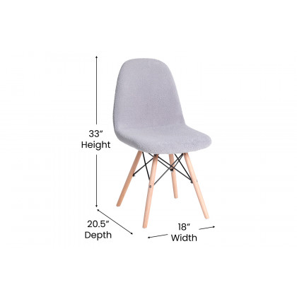 BLNK Zula Shearling Faux Shearling Padded Armless Accent Chair with Beechwood Legs in Gray - Gray