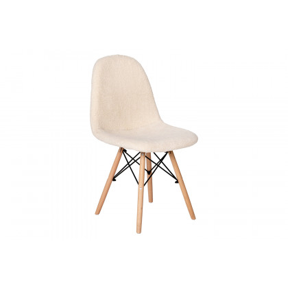 BLNK Zula Shearling Faux Shearling Padded Armless Accent Chair with Beechwood Legs in Gray - Off/White