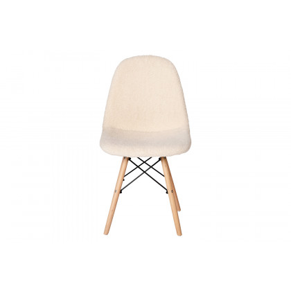 BLNK Zula Shearling Faux Shearling Padded Armless Accent Chair with Beechwood Legs in Gray - Off/White