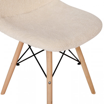 BLNK Zula Shearling Faux Shearling Padded Armless Accent Chair with Beechwood Legs in Gray - Off/White