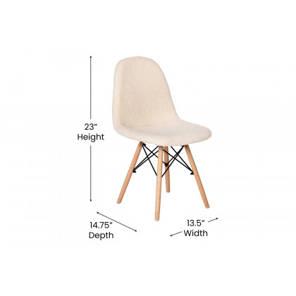 BLNK Zula Shearling Faux Shearling Padded Armless Accent Chair with Beechwood Legs in Gray - Off/White