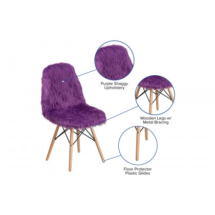 BLNK Calvin Shaggy Dog Accent Chair - Purple