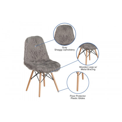 BLNK Calvin Shaggy Dog Accent Chair - Charcoal Gray