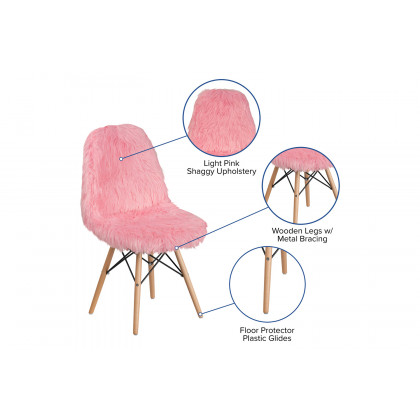 BLNK Calvin Shaggy Dog Accent Chair - Light Pink