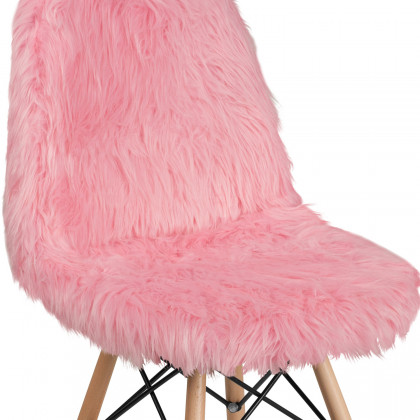 BLNK Calvin Shaggy Dog Accent Chair - Light Pink