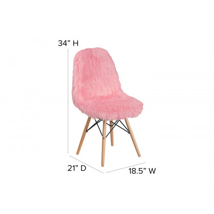 BLNK Calvin Shaggy Dog Accent Chair - Light Pink