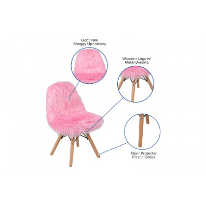 BLNK Cody Shaggy Faux Fur Accent Chair - Light Pink