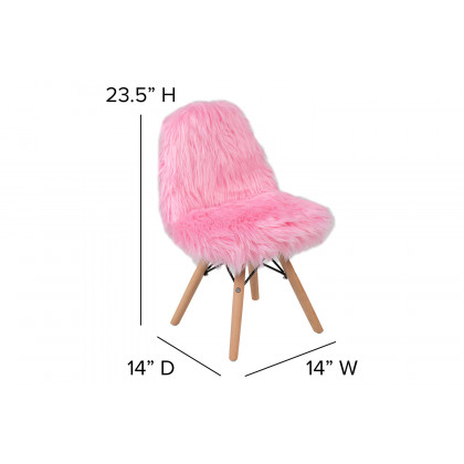 BLNK Cody Shaggy Faux Fur Accent Chair - Light Pink