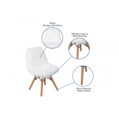 BLNK Cody Shaggy Faux Fur Accent Chair - White
