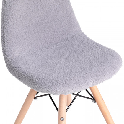 BLNK Zula Shearling Faux Shearling Accent Chair with Beechwood Legs - Gray