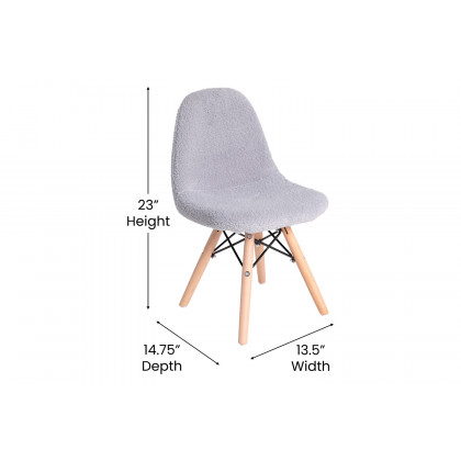 BLNK Zula Shearling Faux Shearling Accent Chair with Beechwood Legs - Gray