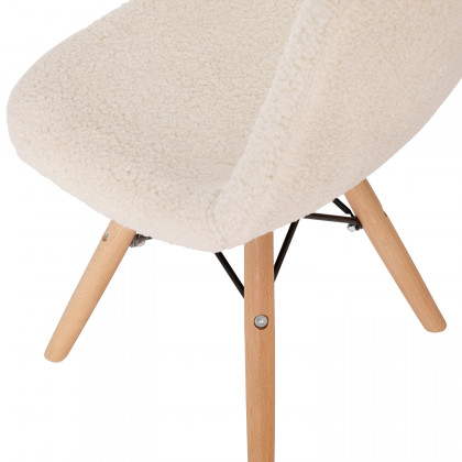 BLNK Zula Shearling Faux Shearling Accent Chair with Beechwood Legs - Off/White