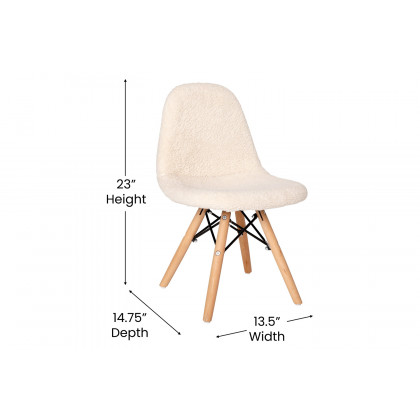 BLNK Zula Shearling Faux Shearling Accent Chair with Beechwood Legs - Off/White