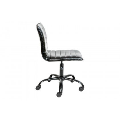 BLNK Alan Low-Back Designer Armless Ribbed Swivel Task Office Chair with Black Frame and Base - Black