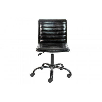 BLNK Alan Low-Back Designer Armless Ribbed Swivel Task Office Chair with Black Frame and Base - Black